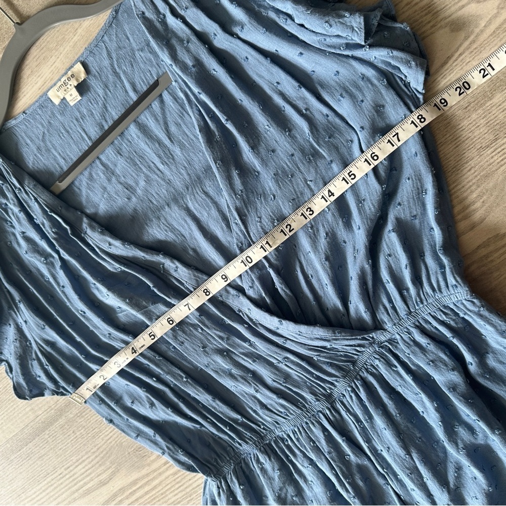 Umgee Blue Textured V Neck Romper Medium - Picture 11 of 14